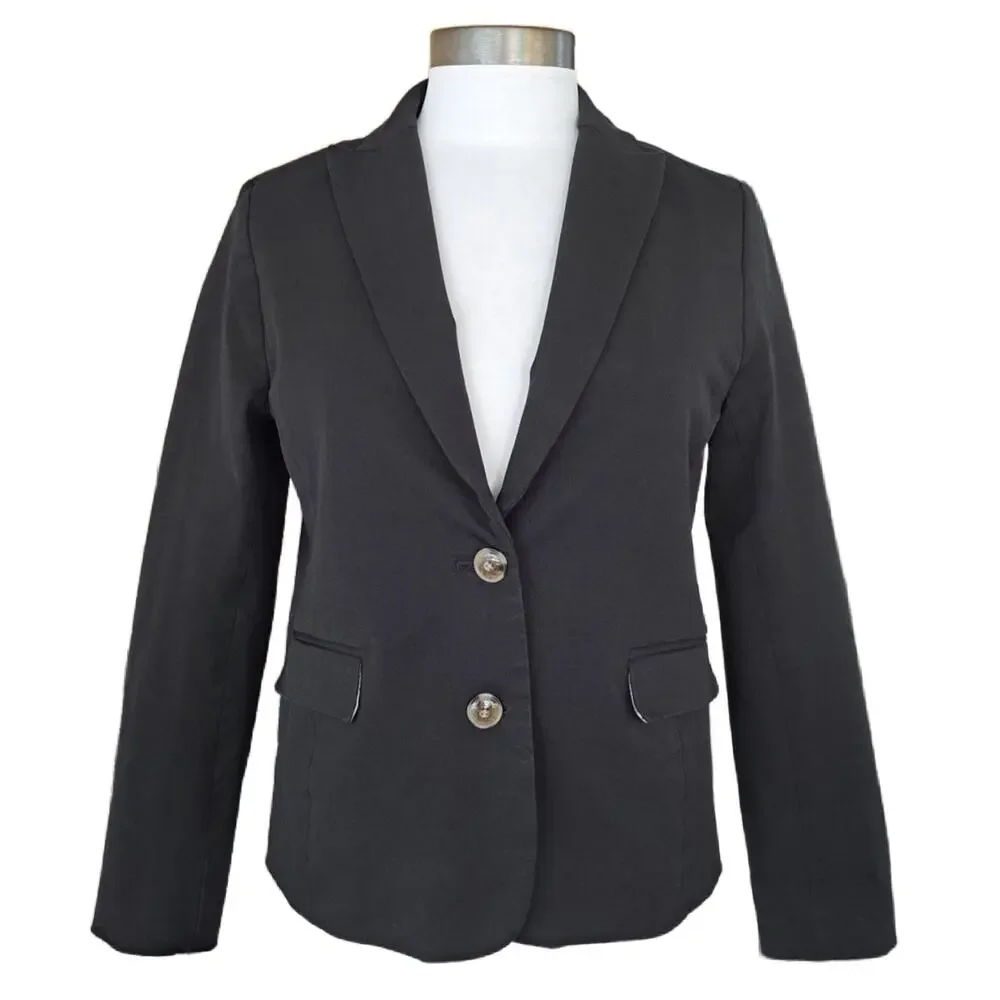J CREW Black Cotton-blend Two-button Blazer Size 6 Jacket